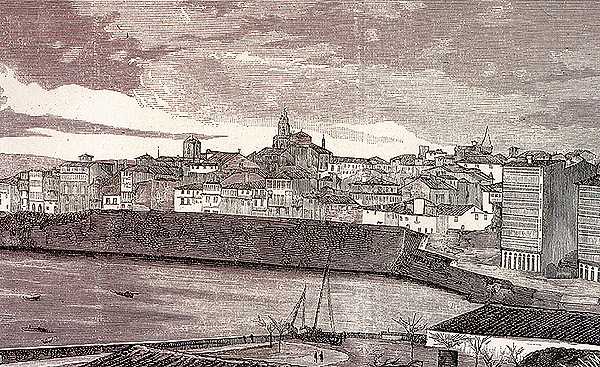 ALMACENES DE LA ADUANA Y CIUDAD VIEJA TOMADOS DESDE EL PASEO DE M�NDEZ NU�EZ